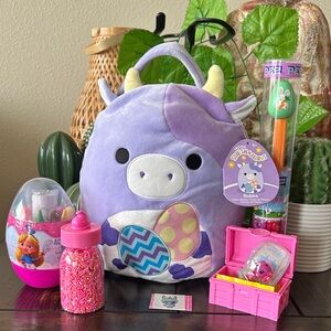 Squishmallows Bubba Purple Plush Egg-Print EASTER BASKET SET